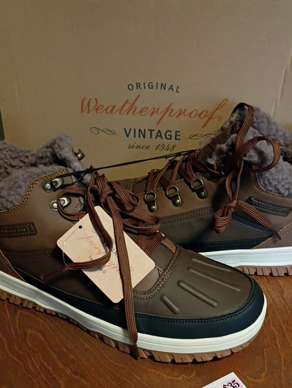 Weatherproof Men's Brown and Black Insulated Lace-Up Boots